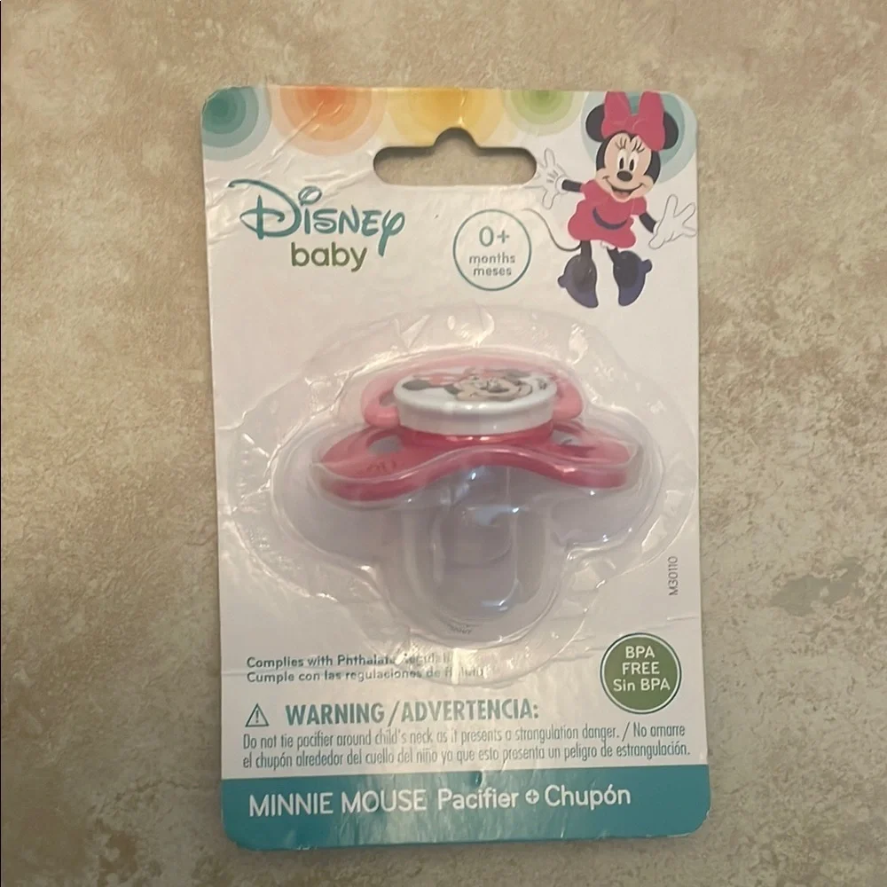 Disney Minnie Mouse Pacifier & Minnie Mouse Soft Pink Bib